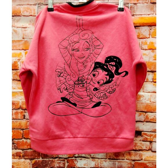 Adidas Sweatshirt Girls Small Pink Fleece Lined Disney Comfy Princesses Crewneck - Picture 2 of 5